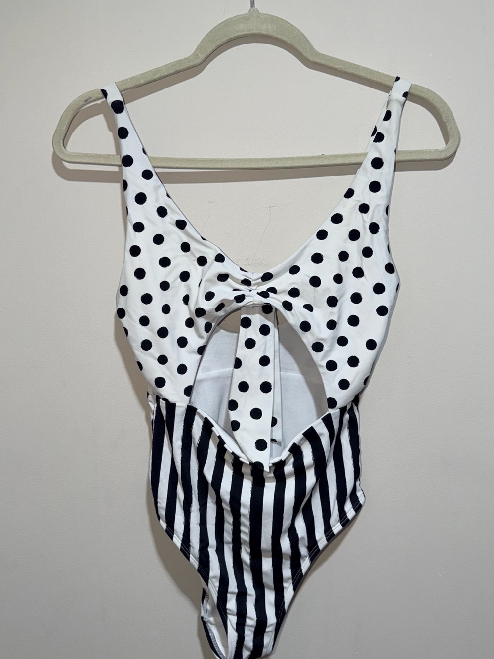 No Boundaries Black and White Polka Dot & Stripe One-Piece Swimsuit